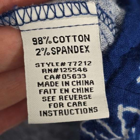 Habitat Womens Shirt XL Blue Floral Button Up Long Sleeve Raw Edges Lounge - Picture 7 of 13